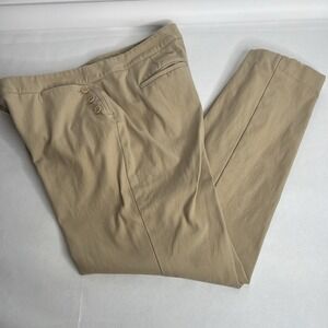 Talbots Women's Size 12 Dress Pants‎ Tan Khaki Straight Leg 35" X 29.5" Buttons